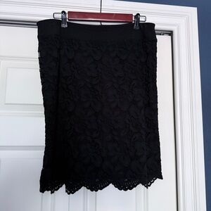 J. Jill Wearever Collection Black Floral Lace Mini Skirt